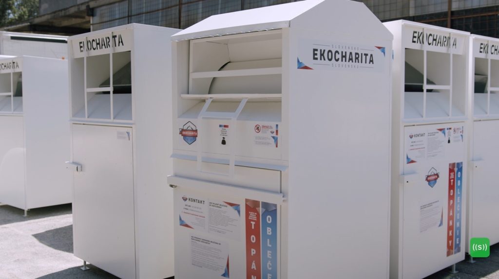 Ekocharita bins for used textile.