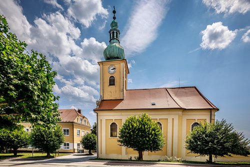 The church in the city of Ricany, Czech republic. 