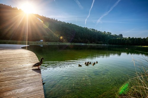 Swimming area in the town of Ricany, the Czech republic.
