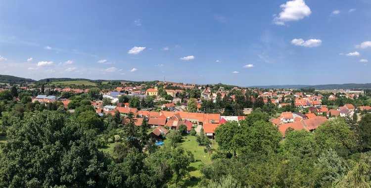 The view of the city of Ricany, Czech republic. 