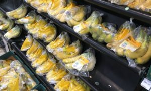 wrapped bananas in plastic waste
