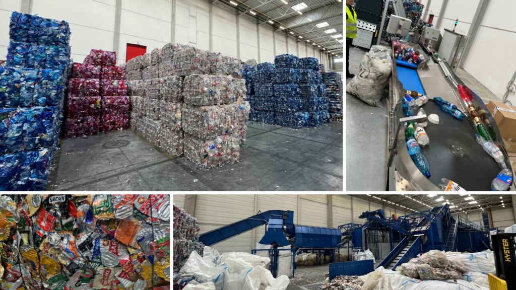 Photos from recycling facility in Slovakia where used plastic bottles and aluminum cans are sorted and recycled. 