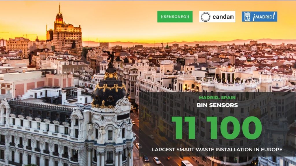 Madrid will install 11 100 smart bin sensors. It will be the largest smart waste deployment in Europe.