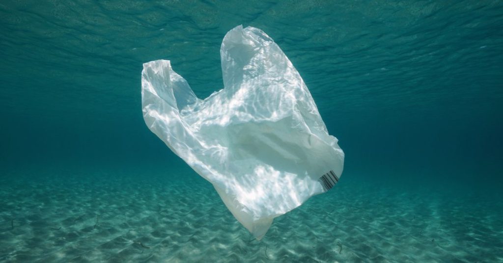 Plastic bag in the ocean.