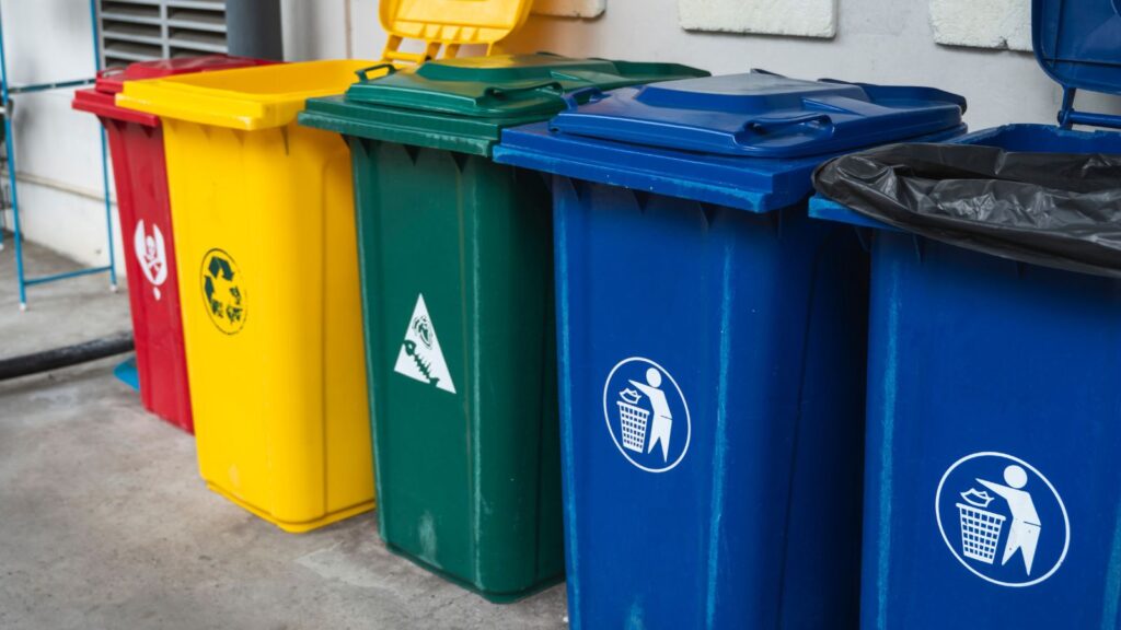 Different 240 liters bins in various colors based on the separation.