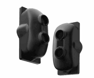 Dual-sensor black IoT device, rugged design for precise level detection.