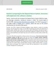 A Sensoneo press release announcing Austria’s upcoming Deposit Return System, and a DRS process diagram.