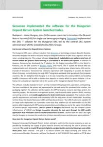 A Sensoneo press release detailing Hungary’s new Deposit Return System and its workflow diagram.