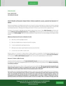 A two-part Sensoneo press release highlighting Romania’s Deposit Return Scheme results and a partnership meeting.