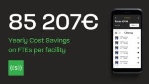 Data demonstrating how smart waste routing cuts labor costs, saving more than 85 207 € per year per facility.
