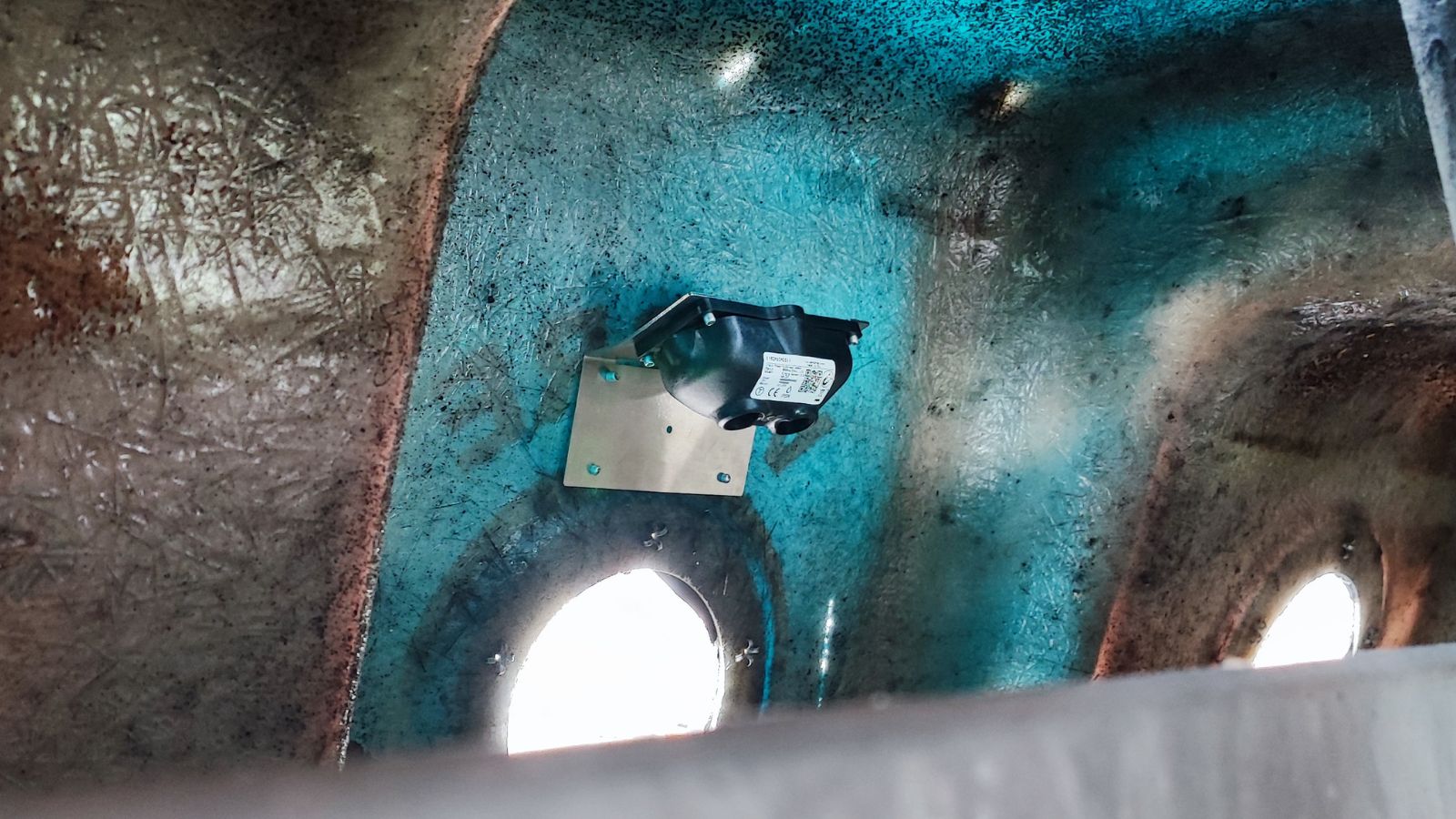 Fill-level sensor installed inside a waste container, enabling real-time monitoring for smarter collection routes.