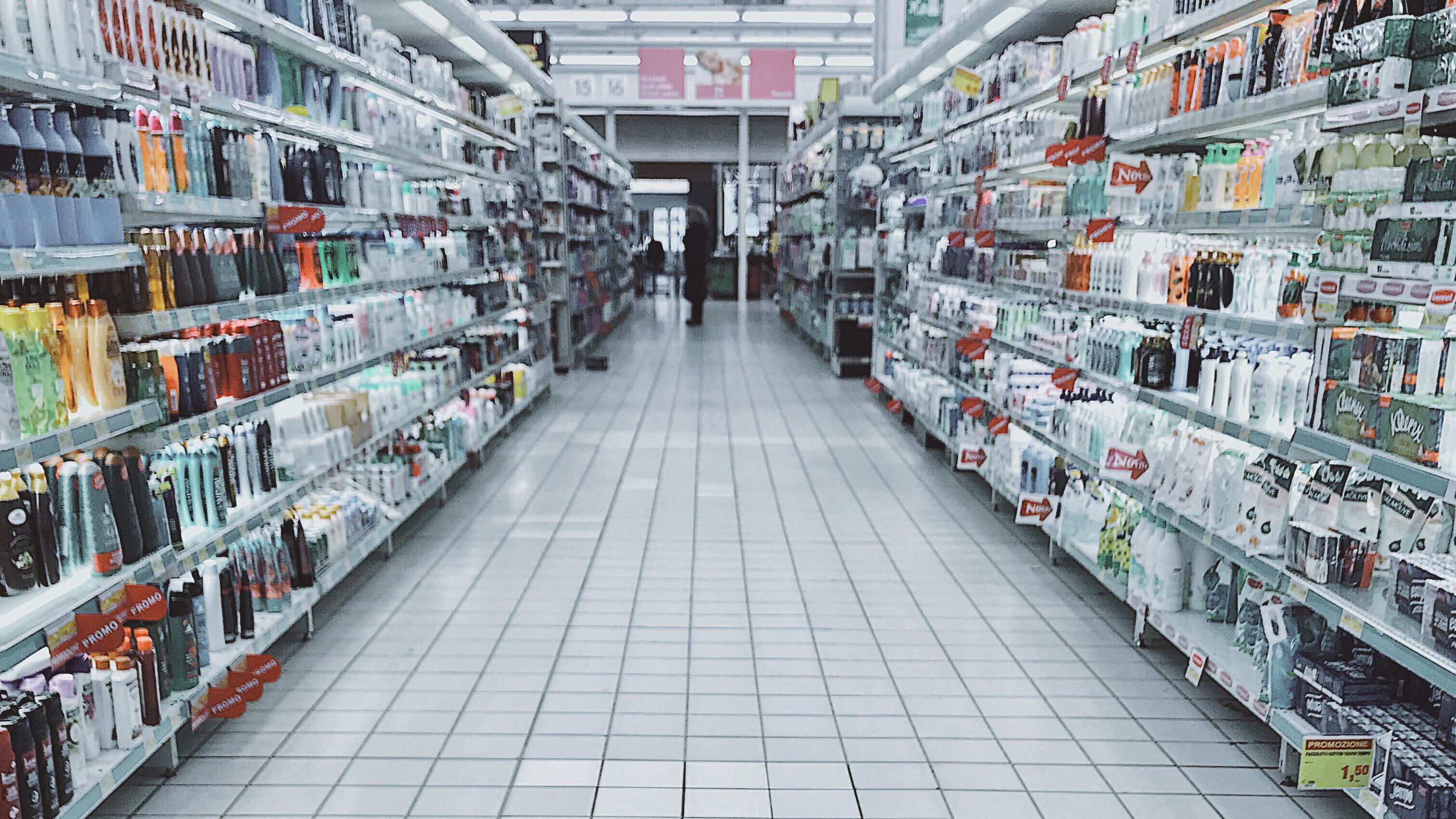 An alley in the TESCO supermarket.