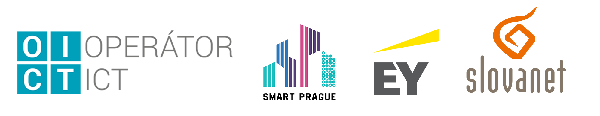 Logos of Slovanet, EY, Smart Prague and OICT Operator.